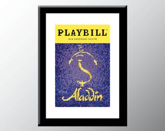 Aladdin Playbill Cover Cross Stitch Pattern Digital Download PDF Embroidery Home Décor Broadway Musical Theater Wall Art Princess Jasmine