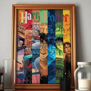 HP Bokomslagscollage Korsstygnsmönster Digital nedladdning PDF Broderi Heminredning DIY