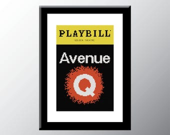 Avenue Q Playbill Cover Cross Stitch Pattern Digital Download PDF Embroidery Home Décor DIY Broadway Musical Theater Wall Art