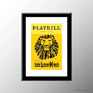 Lion King Playbill Cover Cross Stitch Pattern Digital Download PDF Embroidery Home Décor DIY Broadway Musical Theater Wall Art Mufasa Simba