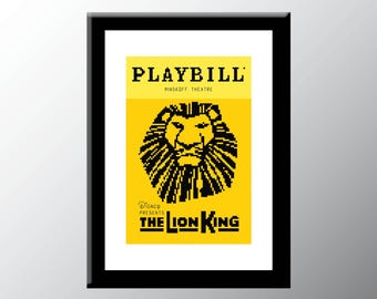 Lion King Playbill Cover Cross Stitch Pattern Digital Download PDF Embroidery Home Décor DIY Broadway Musical Theater Wall Art Mufasa Simba