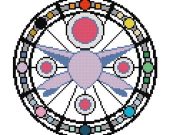 Espeon Cross Stitch Stained Glass Pattern Digital Download PDF Pokemon Craft Project Geometric Patterns Embroidery Symmetrical Home Décor