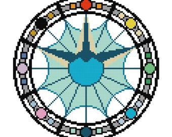 Vaporeon Cross Stitch Stained Glass Pattern Digital Download PDF Pokemon Craft Project Geometric Patterns Embroidery Symmetrical Home Décor