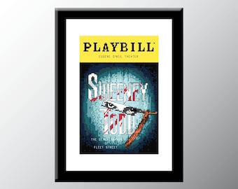 Sweeney Todd Playbill Cover Cross Stitch Pattern Digital Download PDF Embroidery Home Décor DIY Broadway Musical Theater Wall Art
