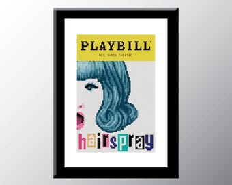 Hairspray Playbill Cover Cross Stitch Pattern Digital Download PDF Embroidery Home Décor DIY Broadway Musical Theater Wall Art