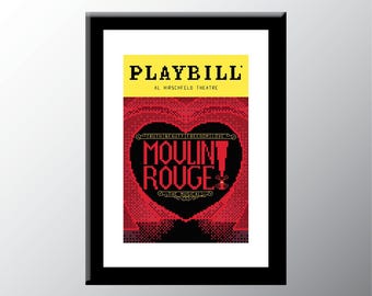 Moulin Rouge Playbill Cover Cross Stitch Pattern Digital Download PDF Embroidery Home Décor DIY Broadway Musical Theater Wall Art