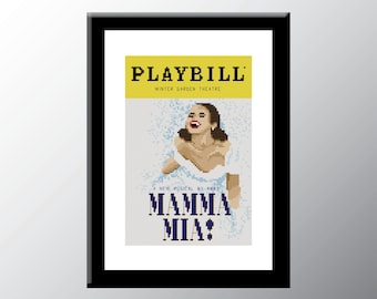 Mamma Mia Playbill Cover Cross Stitch Pattern Digital Download PDF Embroidery Home Décor DIY Broadway Musical Theater Wall Art