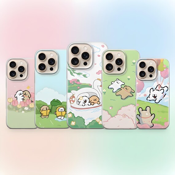 Maltese Cute Dog Phone Case, Happy Together Cover for iPhone 17 Pro Max, 16e, 15, 14, 12 & Samsung S25 Ultra, S24 FE, A56, Pixel 10 XL, 9a