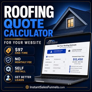Roofing Website Quote Calculator | Self Install Estimate Tool for Roofers | Lead Generation | Install in Minutes