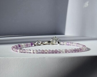 Tiny Dainty Amethyst Bracelet: Gold Silver Plated, February Birthstone, Chakra Crystal Healing