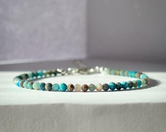 Delicate and Simple Blue Apatite Bracelet: Gold Silver Plated, Creativity Motivation Crystal