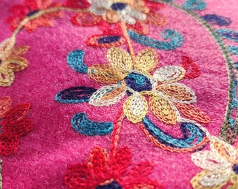 Embroidered Baby Alpaca Scarf: Handmade Flower Embroidery - Wedding - Gift Scarf - Soft and Delicate Shawl