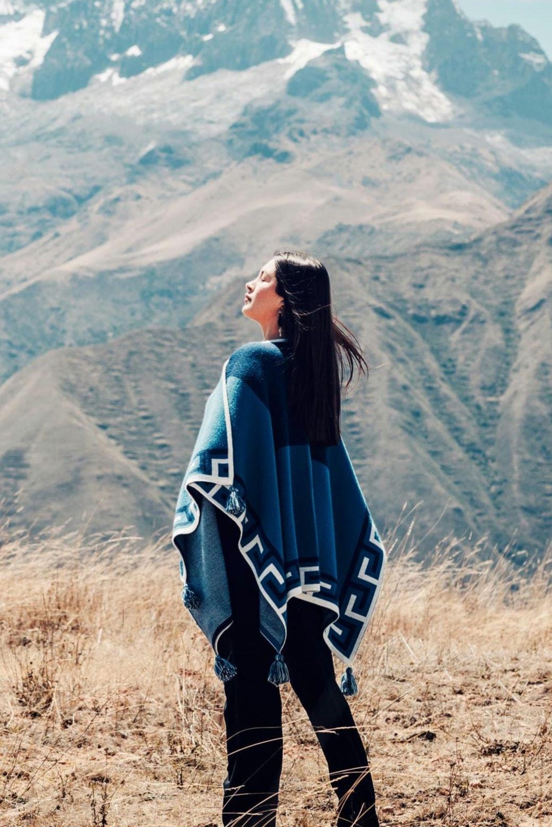 Rustic Boho Ruana: Native American Tribal Inca Key Design - Poncho Cape ...