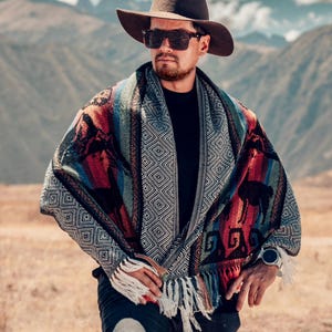 Andean Ethnic Scarf: Boho Tribal Unisex Shawl -Sustainable Fashion- Alpaca Cotton