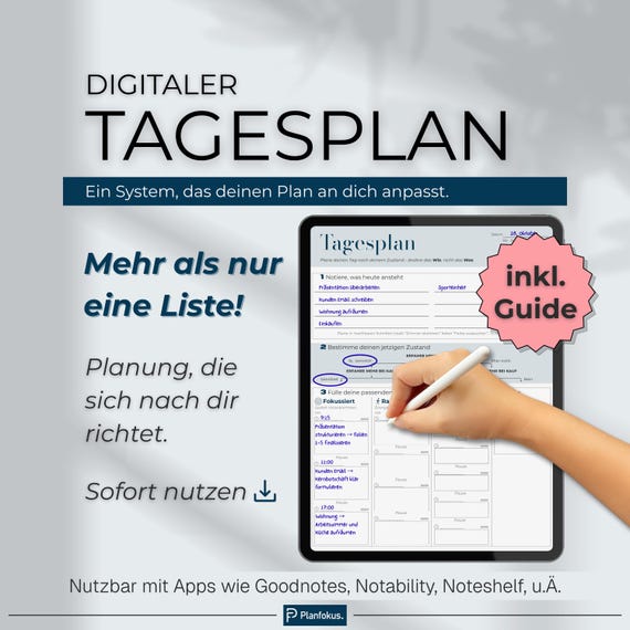 Digitaler Tagesplan | Tagesplaner Vorlage zum Ausdrucken | Minimalistische To Do Liste | Aufgabenplaner deutsch | Timeblocking