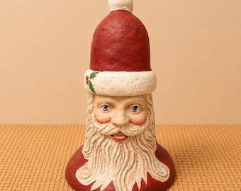 Vintage Papier-Mâché Santa Head | Hand-Painted Old World Christmas Decor