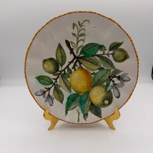 Vintage Italian Cantagalli Lemon Plate | Hand Painted Fruit Wall Plate | Italian Pottery Citrus Decor | Kitchen Gallery Wall Art