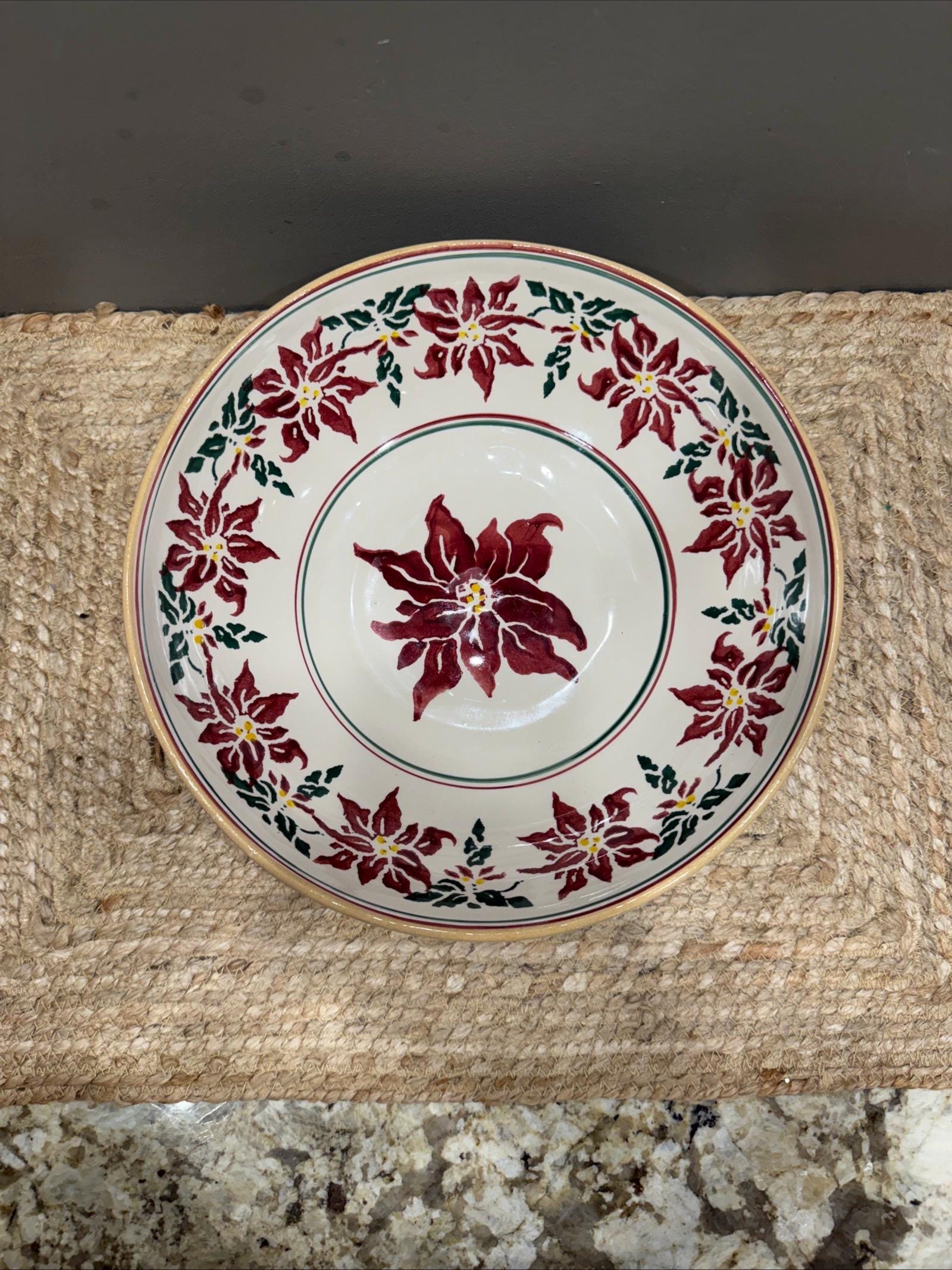Nicholas Mosse Irish Pottery Bowl – Retired Poinsettia Pattern