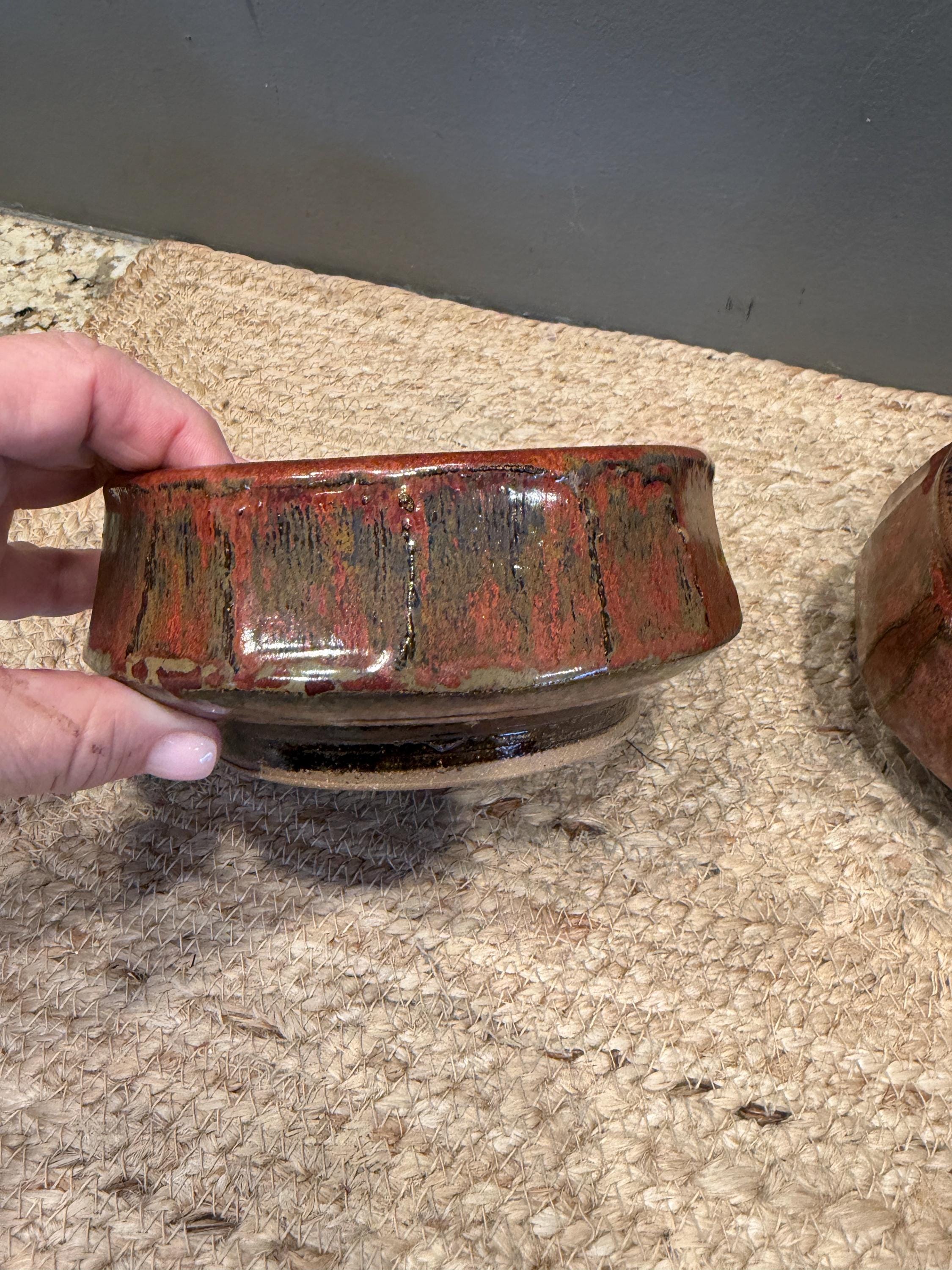 Rust Color Bowl Vintage Studio Pottery Bowl Set Rust Red Glaze Handmade Ceramic Bowls ...