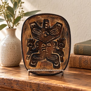 Handmade Ceramic Haida Bear Tray | Brown Pottery Trinket Dish | Decorative Plate | Made in British Columbia Canada