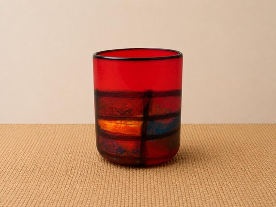 Ioan Nemtoi Handblown Art Glass Vase – Red & Multicolor Modern