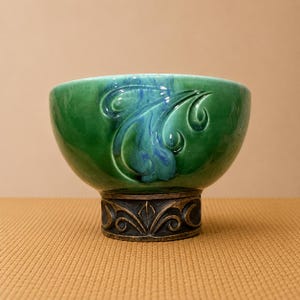 Kay Kinney signerad fajans keramikvas | California Studio Art Ceramics | Vintage handmålad abstrakt blommig skål | Samlarobjekt amerikanskt P