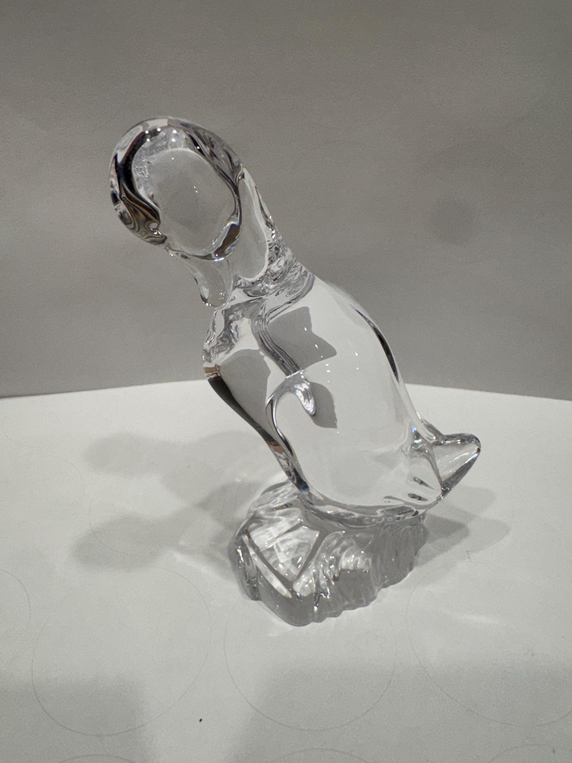 Daum オブジェ Vintage Daum Crystal Duck Figurine – Unsigned 4” French Art Glass