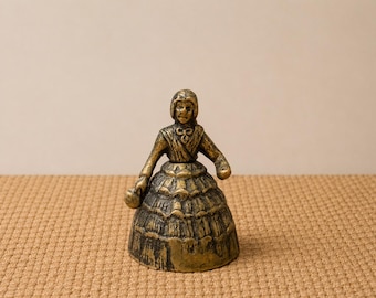Vintage brass French bell maiden 2.75 inches tall 2 inches wide antique table bell - Paris, flea market find