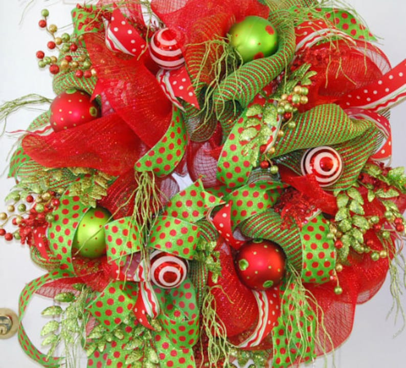 Deco Mesh Christmas Wreath Learn to Make a Mesh Wreath Etsy Canada