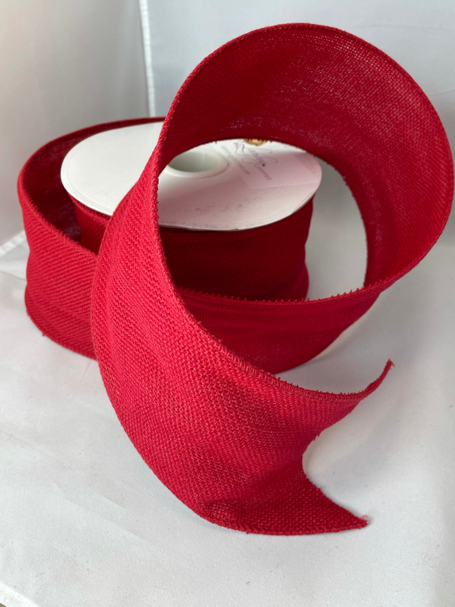 4 Inch Wired Red Burlap Ribbon Christmas Burlap Ribbon Red - Etsy