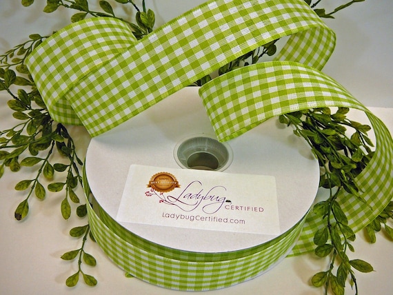 Wired Ribbon for Bows, 9 Gingham Check Ribbon 50 Yards, Wreath