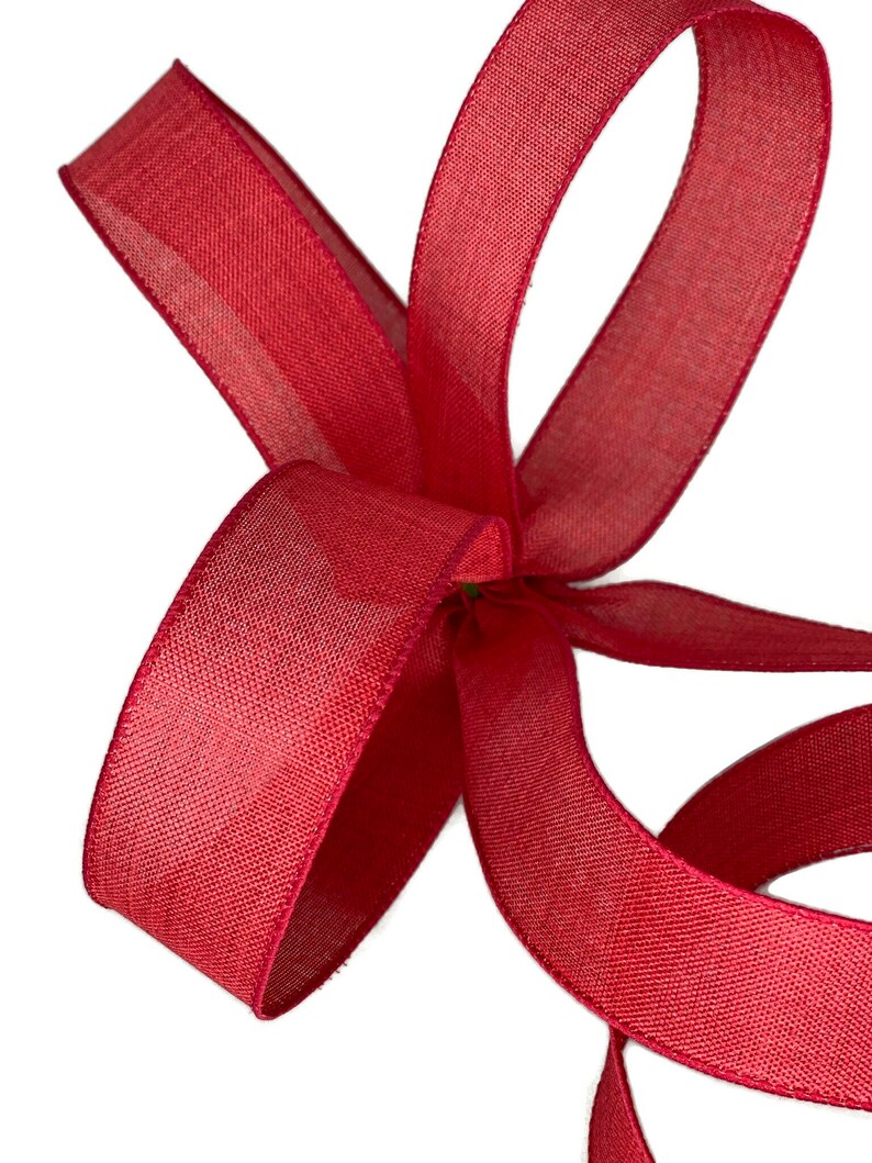 Red Denim Ribbon Wired 9 50 Yards Red Ribbon for Etsy