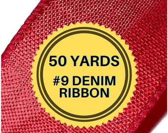 1.5 Inch Wired Ribbon for Bows, Red Christmas Ribbon, Stiff Wired Red Ribbon, 50 Yard Ribbon Spool, Wreath Supplies, Wired Ribbon