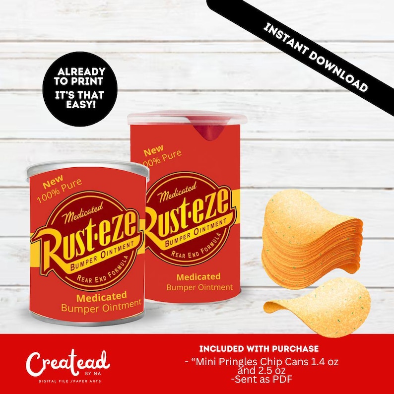 Printable Cars Party Favor Rusteze Label for Mini Pringles Chip Cans ...
