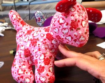 DIY PDF 7" Plush Toy Puppy Sewing Pattern with instructions.