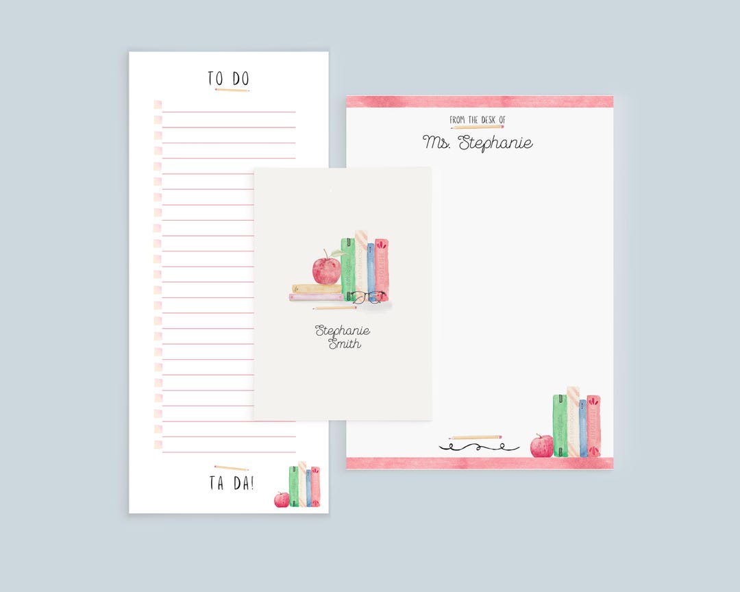 Personalized Teacher Stationery Set – Custom Name Cards & Notepads ...