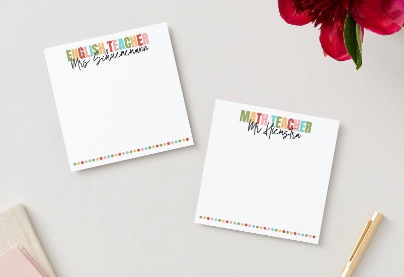 Personalized Teacher Notepad | Custom School Staff Stationery - Etsy