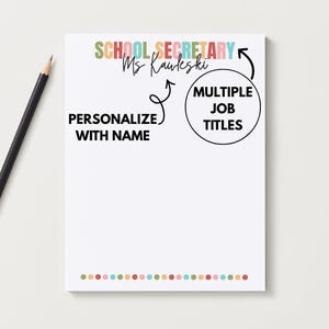 Secretary Notepad Personalized Teacher Notepad | Custom School Staff Stationery - Etsy