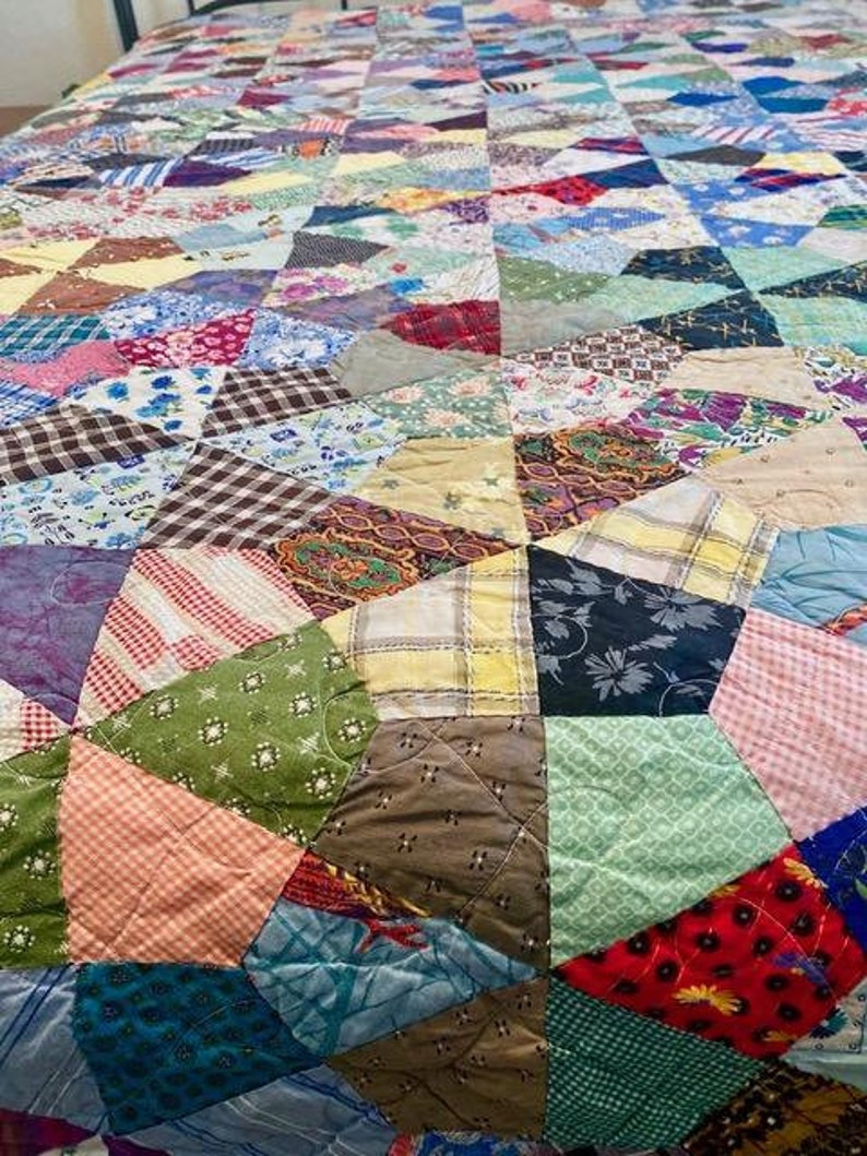 Vintage Quilts Handgemachter Vintage Quilt Bauernhaus Quilts Weihnachtsdecken Decken und Überwürfe Patchwork Quilts Quilts Zum Verkauf Bild 5