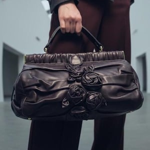 Valentino Petale Rose Leather Bag - Rare Burgundy Mint Condition image 1
