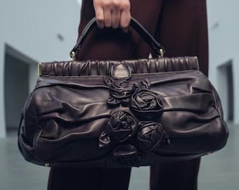 Valentino Petale Rose Leather Bag - Rare Burgundy Mint Condition