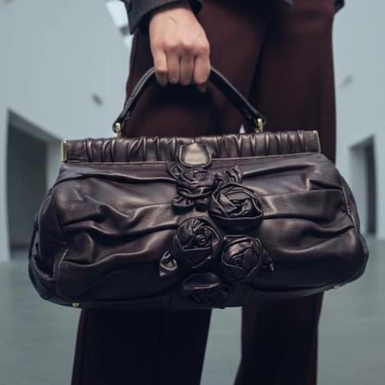 Valentino Petale Rose Leather Bag - Rare Burgundy Mint Condition image 1