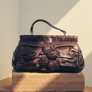 Valentino Petale Rose Leather Bag - Rare Burgundy Mint Condition image 2