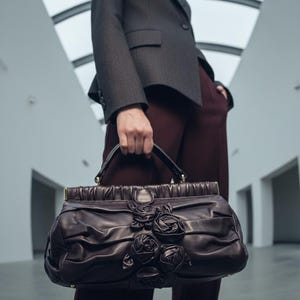 Valentino Petale Rose Leather Bag - Rare Burgundy Mint Condition image 3