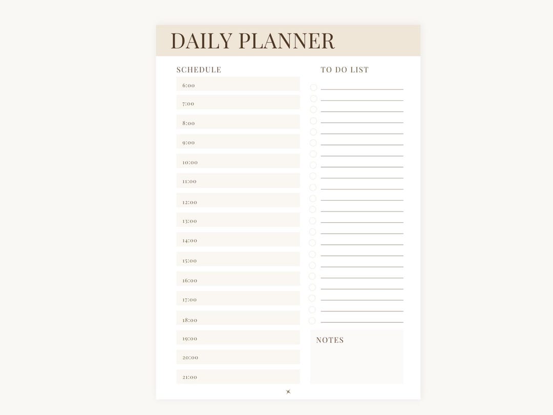 Beige Daily Planner Printable: Minimalist Schedule, To-do List (digital ...