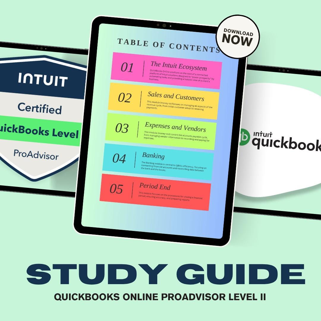 Quickbooks Proadvisor Level II Study Guide & Exam Prep L Practice ...