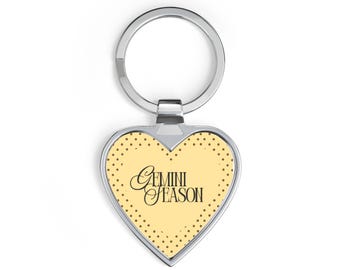 Gemini Season heart keychain | Zodiac keychain, Astrological accessory