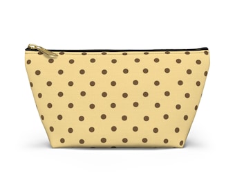 Yellow Polka Dot Accessory Pouch | T-Bottom Cosmetic Bag