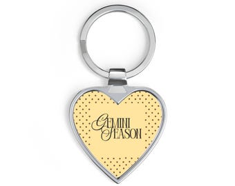 Gemini Season heart keychain | Zodiac astrology keyring, Gemini gift