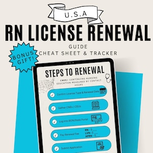 RN License Renewal Guide & CE Tracker - RNs, LVNs, APRNs (Printable) | All States Nurse Checklist + Quick Sheet + CNE Tracker